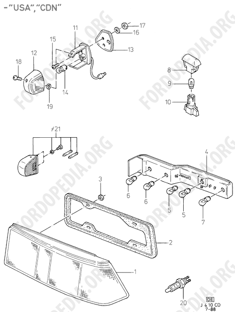 Ford Sierra MkI (1982-1986) - Rear/Stop And Flasher Lamps (LIFTBACK 3D/5D, except CDN/USA)