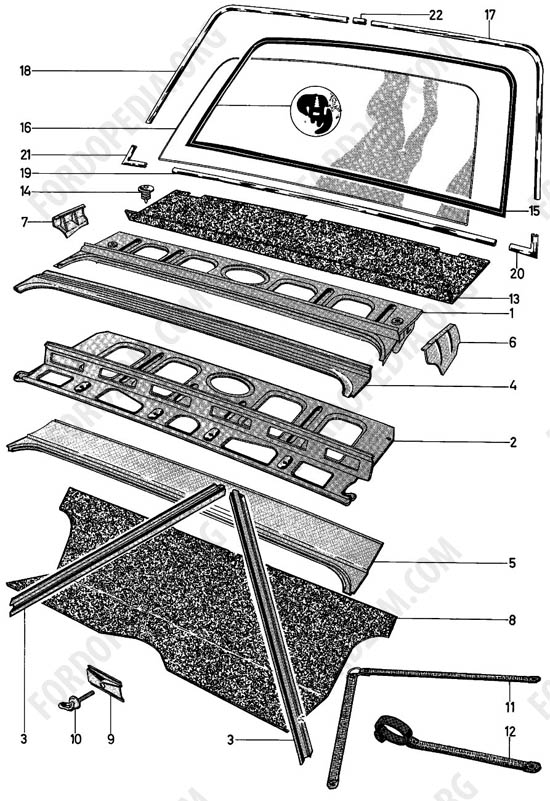 Ford Taunus 17m/20m P5/P7 - Back window, package tray