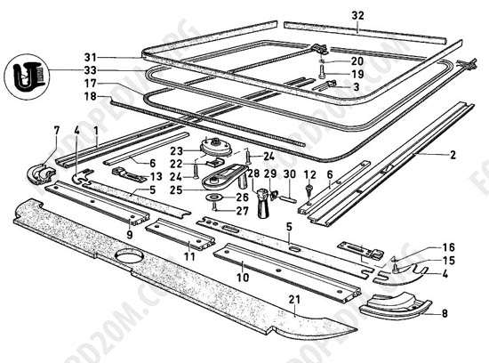 Ford Taunus 17m/20m P5/P7 - Sliding roof components