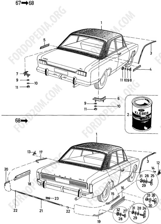 Ford Taunus 17m/20m P5/P7 - Vinyl roof cover