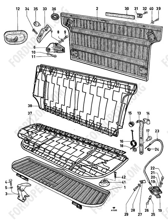 Ford Taunus 17m/20m P5/P7 - Rear seat springs and hardware - KOMBI / KASTENWAGEN