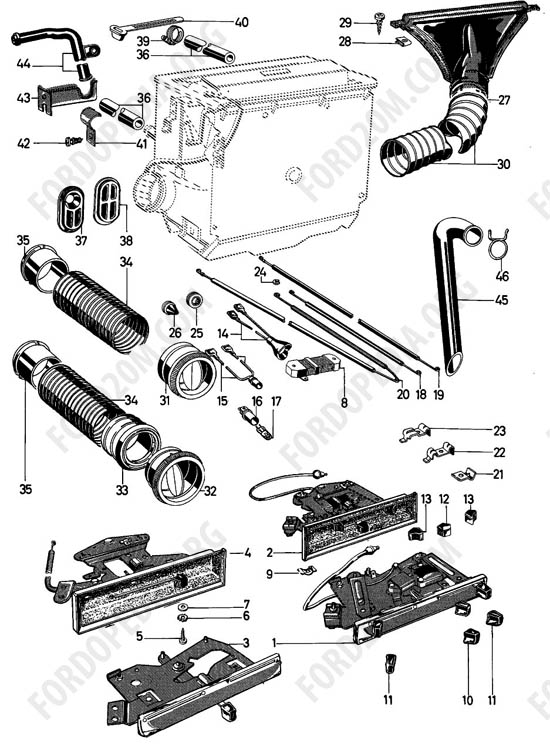 Ford Taunus 17m/20m P5/P7 - Heater, ventilation system