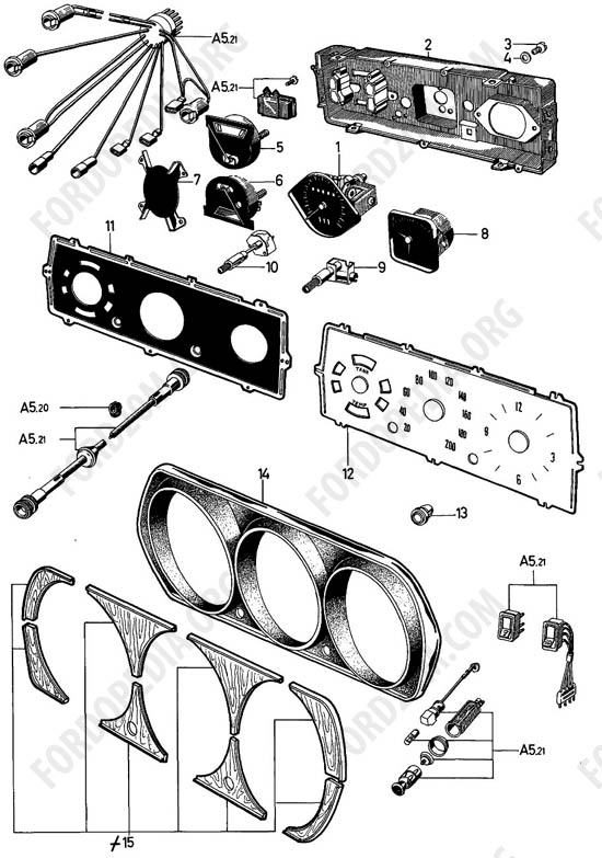 Ford Taunus 17m/20m P5/P7 - Instrument cluster