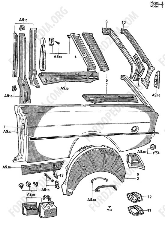 Ford Taunus 17m/20m P5/P7 - Quarter panels - KOMBI 3DR