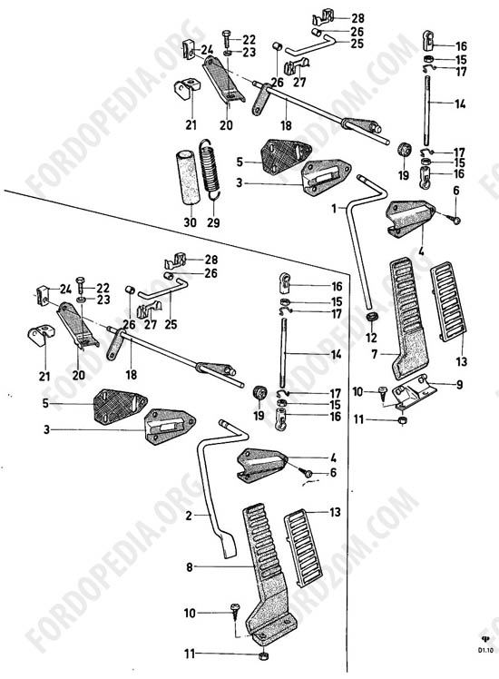 Ford Taunus 17m/20m P5/P7 - Accelerator control - LHD