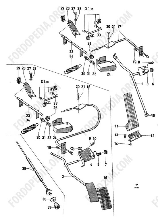 Ford Taunus 17m/20m P5/P7 - Accelerator control - RHD
