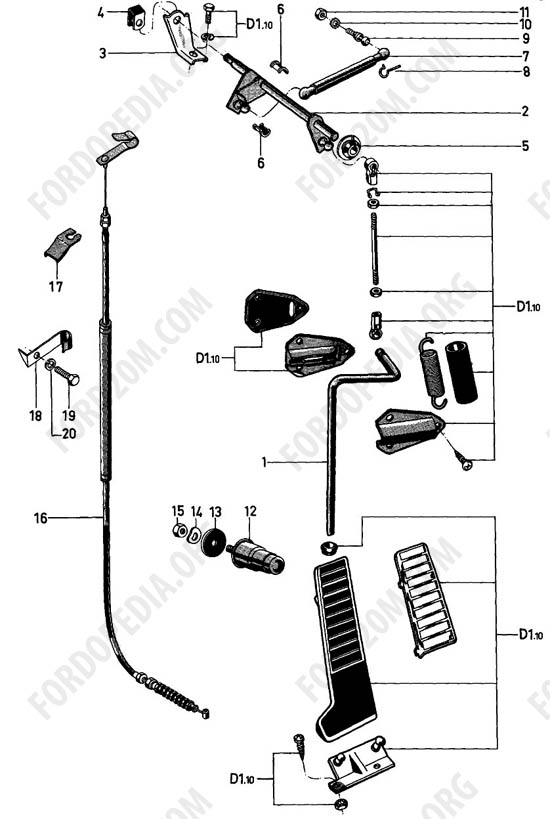 Ford Taunus 17m/20m P5/P7 - Accelerator control - automatic transimission - LHD