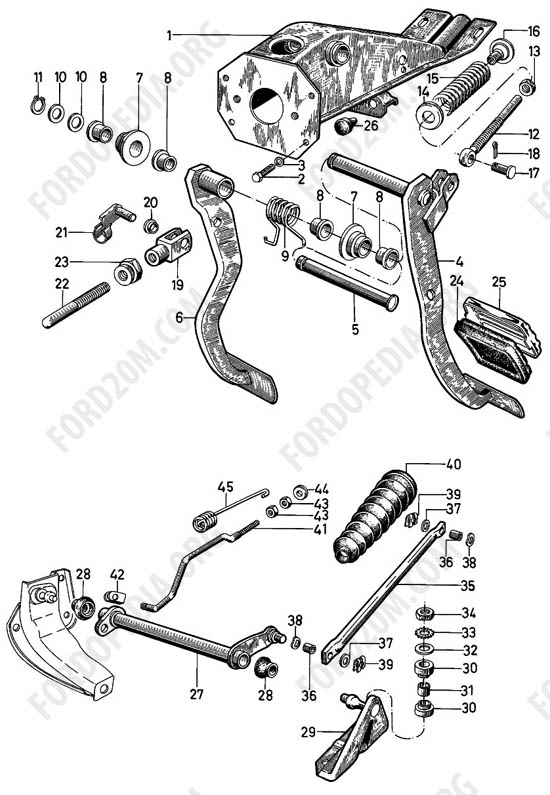 Ford Taunus 17m/20m P5/P7 - Pedals, clutch control - LHD