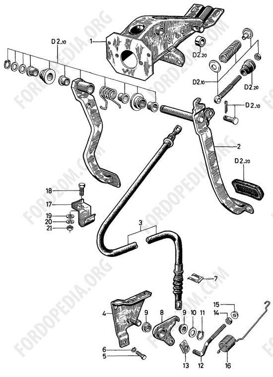 Ford Taunus 17m/20m P5/P7 - Pedals, clutch control - RHD