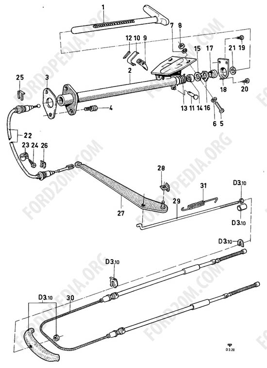 Ford Taunus 17m/20m P5/P7 - Parking brake - RHD