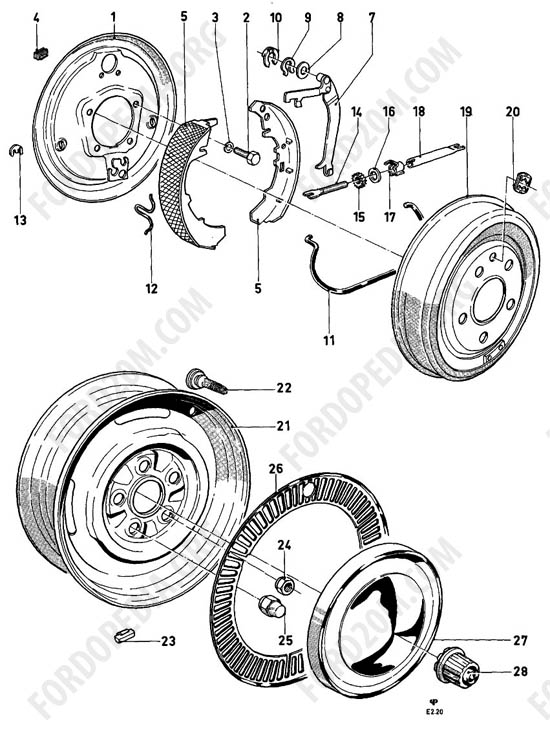 Ford Taunus 17m/20m P5/P7 - Brakes, rear wheels