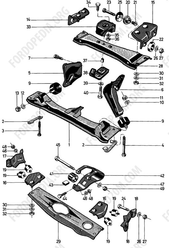 Ford Taunus 17m/20m P5/P7 - Engine and transmission suspension