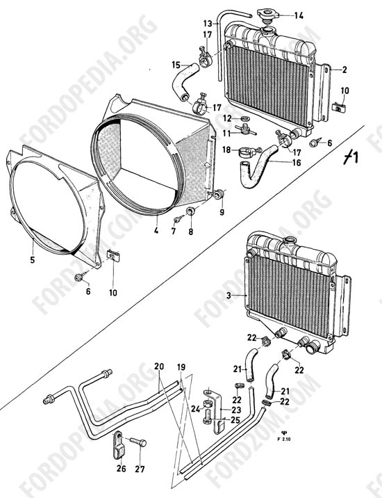 Ford Taunus 17m/20m P5/P7 - Radiator, hoses