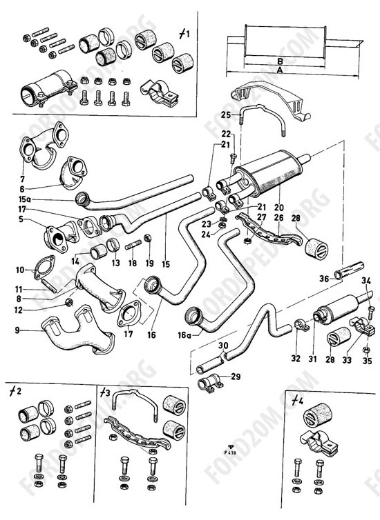 Ford Taunus 17m/20m P5/P7 - Exhaust system - 17M