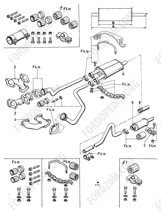 Ford Taunus 17m/20m P5/P7 - Exhaust system - 20M