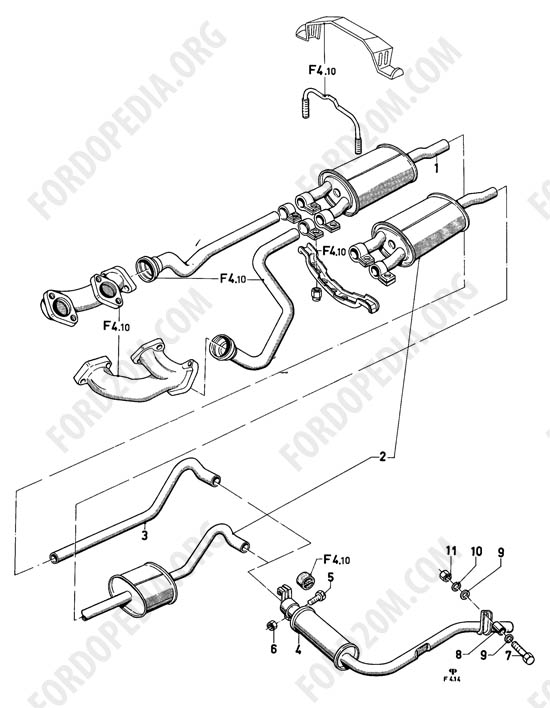 Ford Taunus 17m/20m P5/P7 - Exhaust system - 17M/20M Sweden; KOMBI