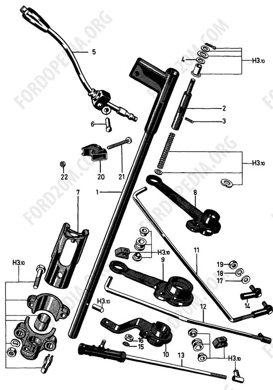 Ford Taunus 17m/20m P5/P7 - Steering column gear shift (4-speed transmission)