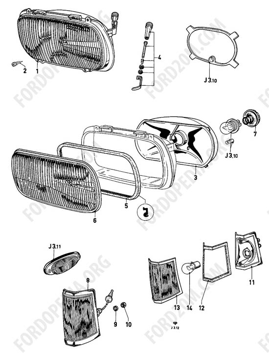 Ford Taunus 17m/20m P5/P7 - Headlamps, front turn indicator lamps