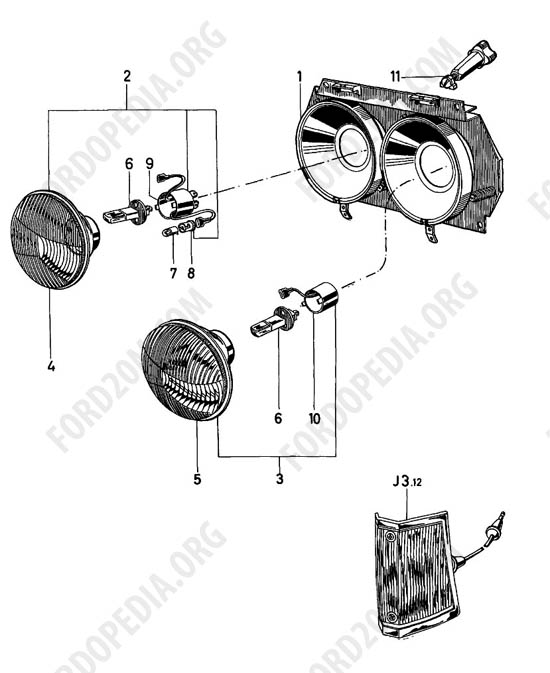 Ford Taunus 17m/20m P5/P7 - Dual lamps - halogen type