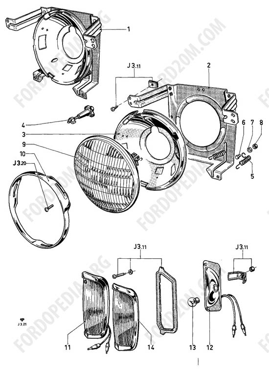 Ford Taunus 17m/20m P5/P7 - Headlamps, front turn indicator and position lamps - sealed beam