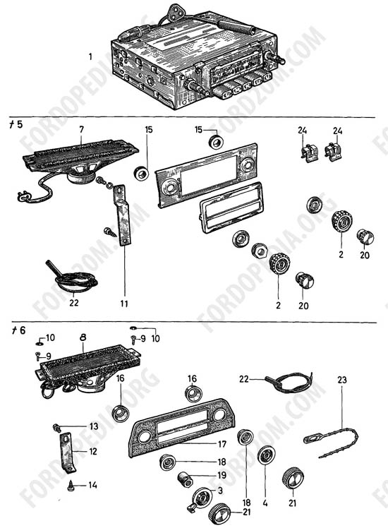 Ford Taunus 17m/20m P5/P7 - Radio installation kit