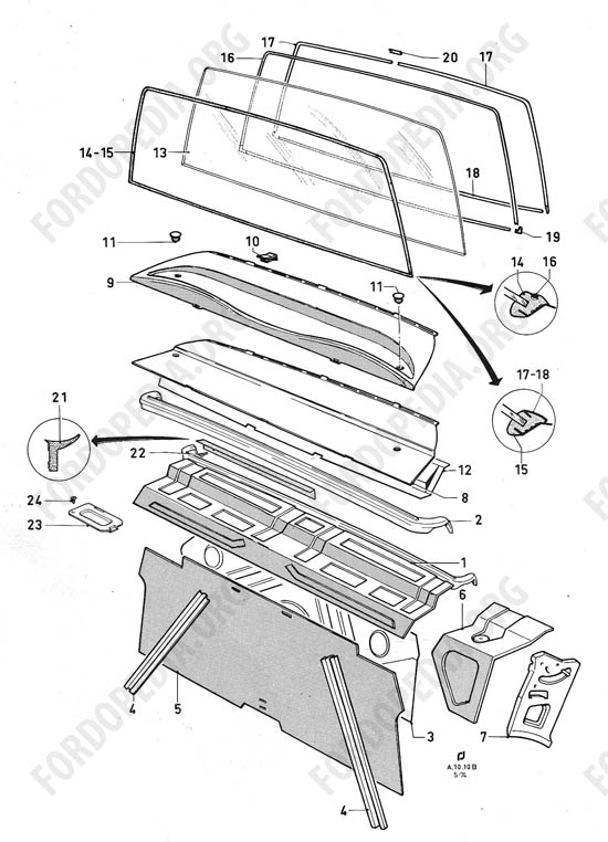 Ford Taunus/Cortina (1970-1975) - Rear window, package tray