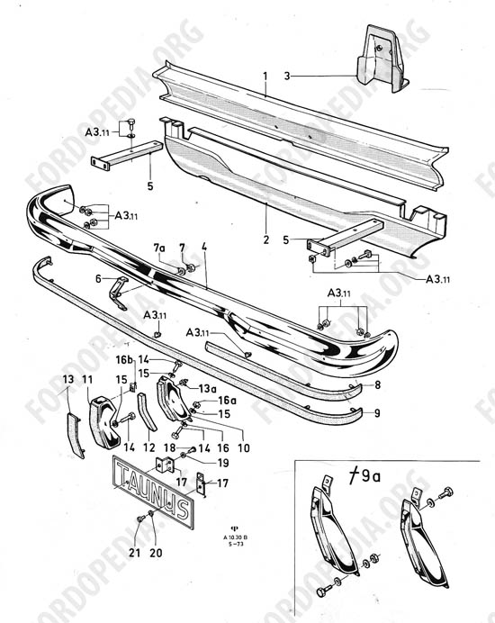 Ford Taunus/Cortina (1970-1975) - Back panel, bumper