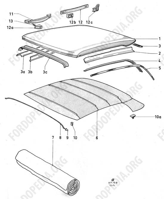 Ford Taunus/Cortina (1970-1975) - Roof (except ESTATE/KOMBI)