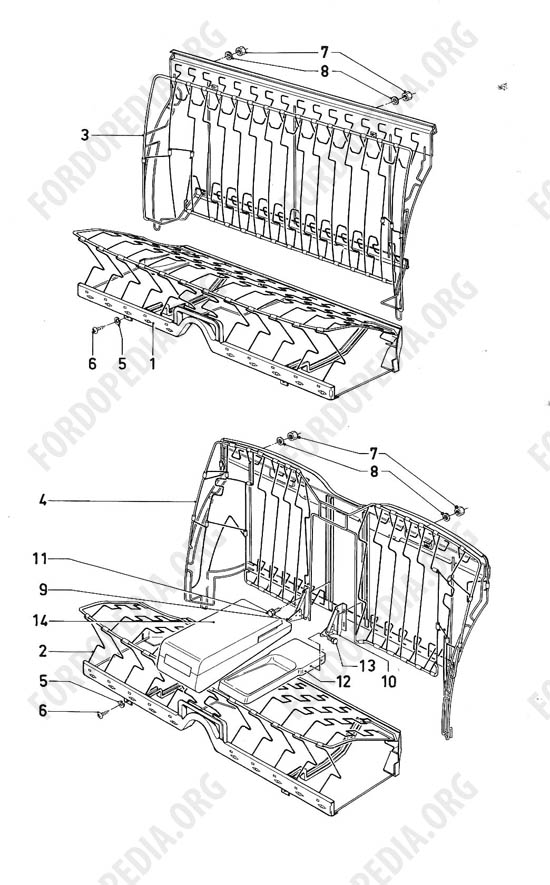 Ford Taunus/Cortina (1970-1975) - Rear bench seat (except ESTATE/KOMBI)