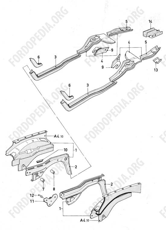 Ford Taunus/Cortina (1970-1975) - Body side members