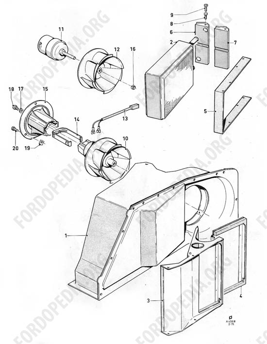 Ford Taunus/Cortina (1970-1975) - Components - heater and ventilator unit