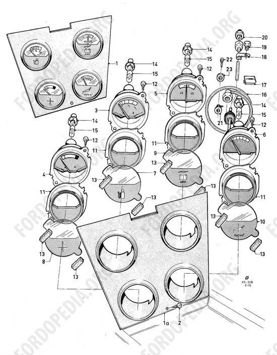 Ford Taunus/Cortina (1970-1975) - Auxiliary instruments (GT, GXL; 07.70-08.73)