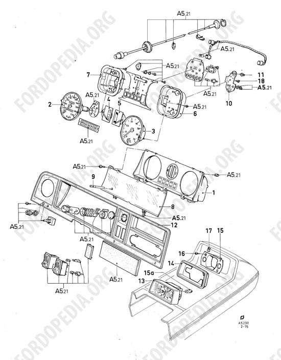 Ford Taunus/Cortina (1970-1975) - Instrument cluster (XL, GXL; 08.73-)