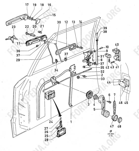 Ford Taunus/Cortina (1970-1975) - Front door lock and window controls