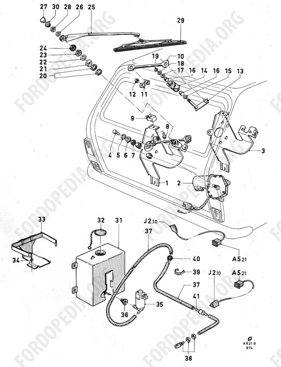 Ford Taunus/Cortina (1970-1975) - Tailgate window wiper/washer