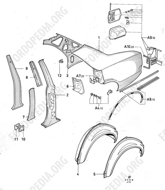 Ford Taunus/Cortina (1970-1975) - Quarter panels (4D SALOON/SEDAN)