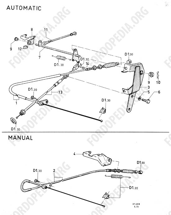 Ford Taunus/Cortina (1970-1975) - Accelerator controls (TV)