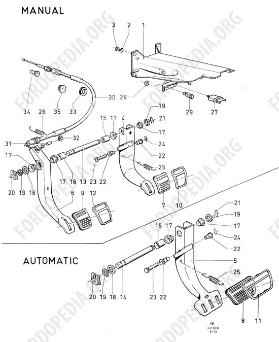 Ford Taunus/Cortina (1970-1975) - Brake and clutch controls