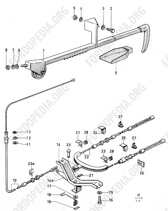 Ford Taunus/Cortina (1970-1975) - Dash mounted parking brake