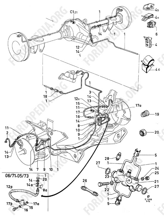 Ford Taunus/Cortina (1970-1975) - Brake pipes