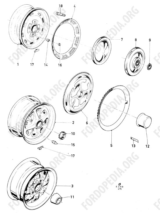 Ford Taunus/Cortina (1970-1975) - Wheels, wheel trim parts