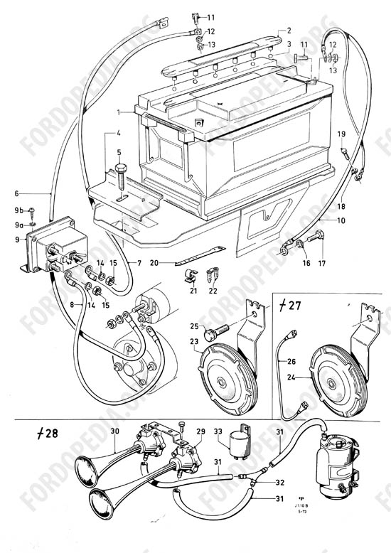 Ford Taunus/Cortina (1970-1975) - Battery, horn