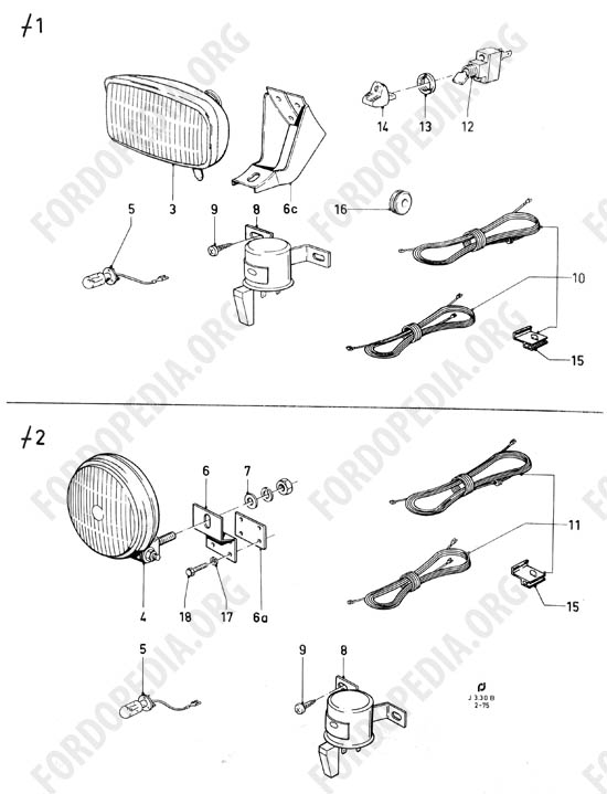 Ford Taunus/Cortina (1970-1975) - Fog lamps, long range lamps