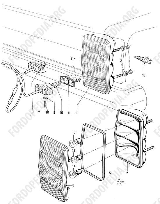 Ford Taunus/Cortina (1970-1975) - Rear, stop and flasher lamps, reversing lamps (TAUNUS, except KOMBI)