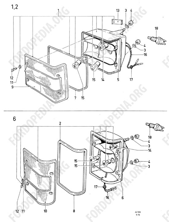 Ford Taunus/Cortina (1970-1975) - Rear, stop and flasher lamps (CORTINA -CDN)