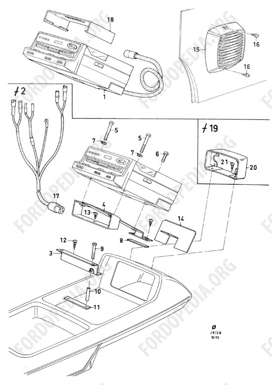 Ford Taunus/Cortina (1970-1975) - Stereo tape player, speaker