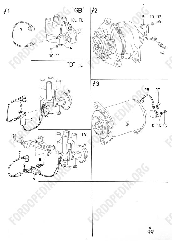 Ford Taunus/Cortina (1970-1975) - Radio interference suppression kits for M/L wave