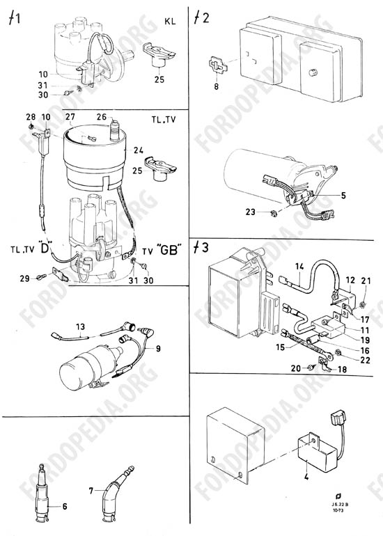 Ford Taunus/Cortina (1970-1975) - Radio interference suppression kits for S/FM wave