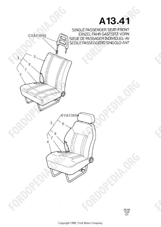 Ford Transit MkIII (1985-1991) - Front Seat - Single Co-Driver