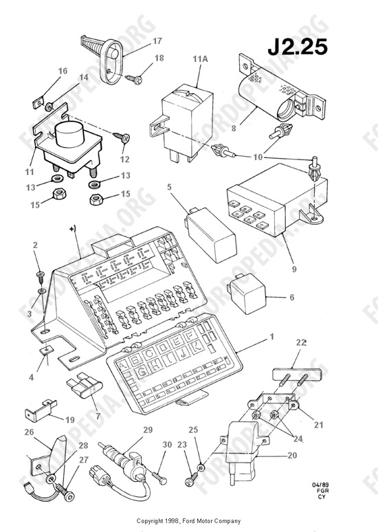 Ford Transit MkIII (1985-1991) - Relays And Fuse Panel